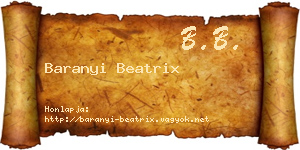 Baranyi Beatrix névjegykártya